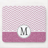 Roze Glam Faux Glitter Chevron Muismat (Voorkant)
