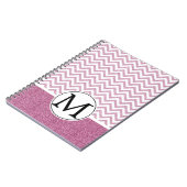 Roze Glam Faux Glitter Chevron Notitieboek (Linkerzijde)