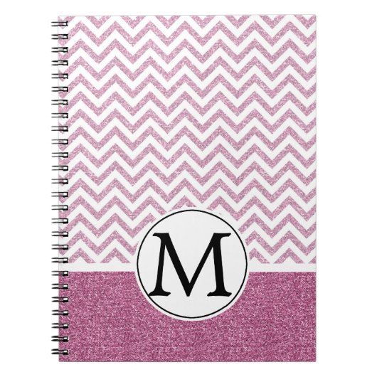 Roze Glam Faux Glitter Chevron Notitieboek (Voorkant)