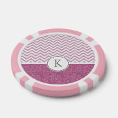 Roze Glam Faux Glitter Chevron Poker Chips (Enkel)