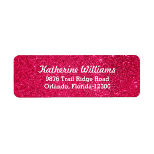 Roze Glam Faux Glitter Etiket