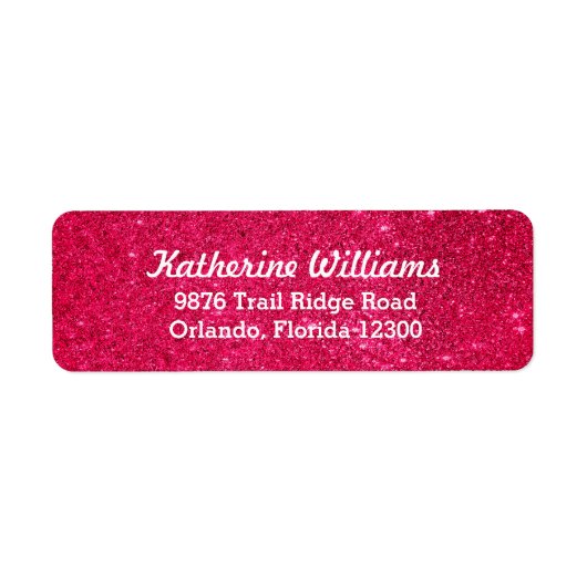 Roze Glam Faux Glitter Etiket (Voorkant)