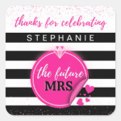 Roze Glam Future Mrs Bruidsuitnodiging Vierkante Sticker (Voorkant)