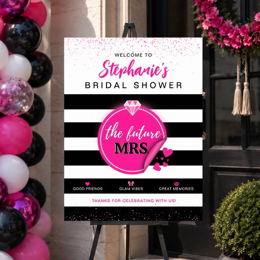 Roze Glam Future Mrs Bruiloft Welcome Bord Poster