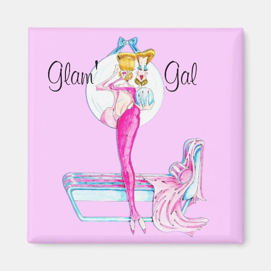Roze Glam' Gal Magnet (Voorkant)