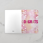 Roze Glam "Gefeliciteerd" Folie Wenskaart (Buiten Laag)