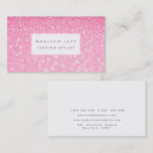 Roze Glam Glitter Glamour Mode Stylist Visitekaartje (Voorkant / Achterkant)