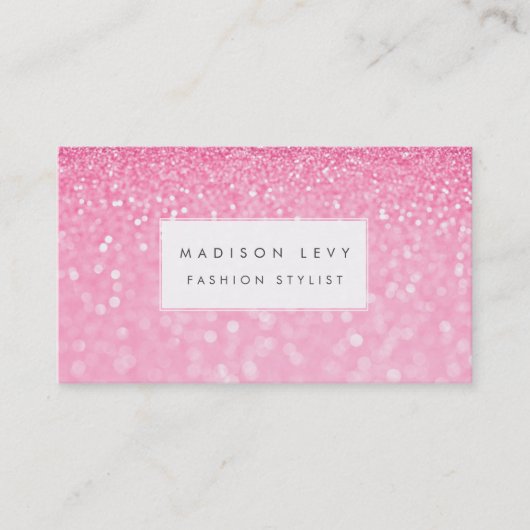 Roze Glam Glitter Glamour Mode Stylist Visitekaartje (Voorkant)