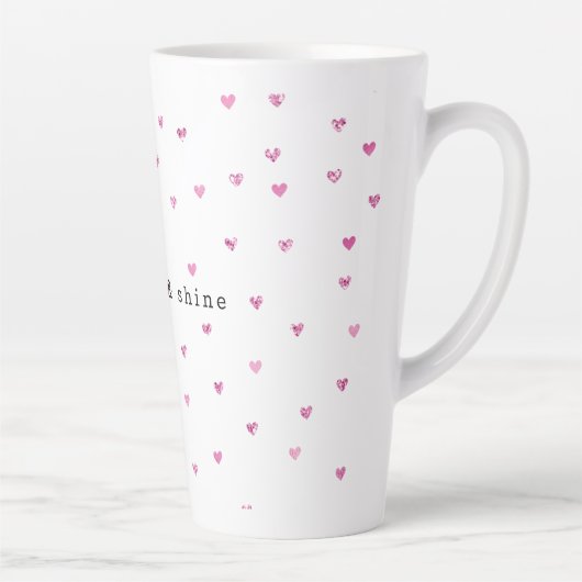 Roze glam Glitter Hearts Latte Mok (Rechts)