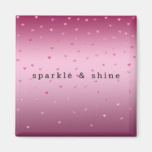 Roze glam Glitter Hearts Magneet