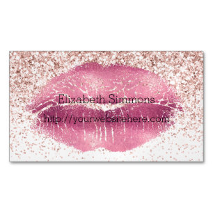 Roze Glam Glitz Glitter Lippen Magnetisch Visitekaartje