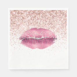 Roze Glam Glitz Glitter Lippen Servet