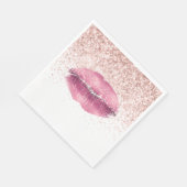 Roze Glam Glitz Glitter Lippen Servet (Hoek)