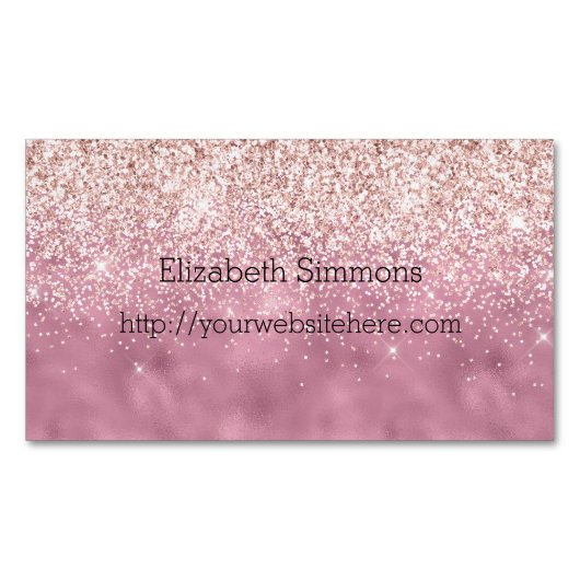 Roze Glam Glitz Glitter Magnetisch Visitekaartje (Voorkant)