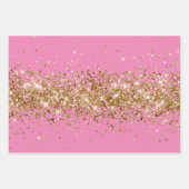 Roze Glam Goud Glitzy Glitter Glitter Inpakpapier Vel (Voorkant 3)