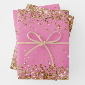 Roze Glam Goud Glitzy Glitter Glitter Inpakpapier Vel (In situ)