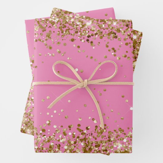 Roze Glam Goud Glitzy Glitter Glitter Inpakpapier Vel (In situ)
