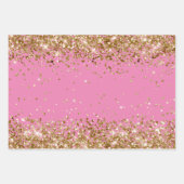 Roze Glam Goud Glitzy Glitter Glitter Inpakpapier Vel (Voorkant)