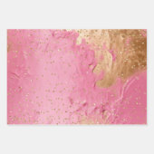 Roze Glam Goud Kerstboom Strepen Sparkle Inpakpapier Vel (Voorkant 3)