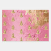 Roze Glam Goud Kerstboom Strepen Sparkle Inpakpapier Vel (Voorkant)