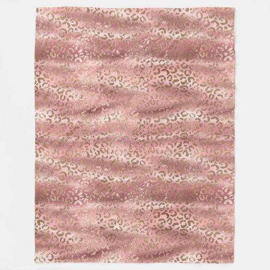 Roze Glam Goud Luipaard Dierenprint Fleece Deken (Voorkant)