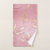 Roze Glam Gouden Bladeren Bad Handdoek (Handdoek)