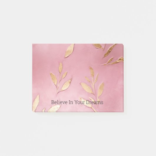 Roze Glam Gouden Bladeren Post-it® Notes (Voorkant)