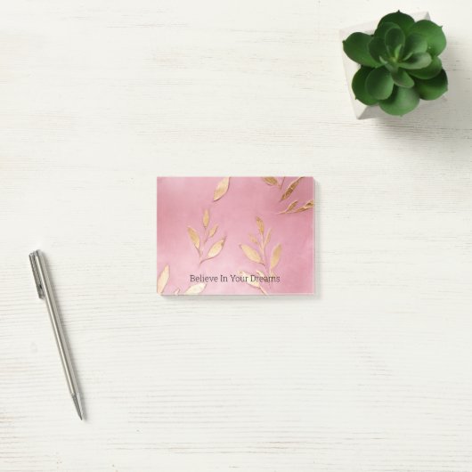 Roze Glam Gouden Bladeren Post-it® Notes (Kantoor)