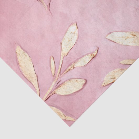 Roze Glam Gouden Bladeren Tissuepapier (Detail)