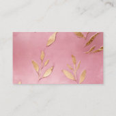 Roze Glam Gouden Bladeren Visitekaartje (Achterkant)