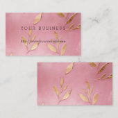 Roze Glam Gouden Bladeren Visitekaartje (Voorkant / Achterkant)