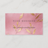 Roze Glam Gouden Bladeren Visitekaartje (Voorkant)