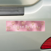 Roze Glam Gouden Diamanten Bumpersticker (Op auto)