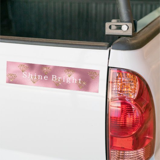 Roze Glam Gouden Diamanten Bumpersticker (Op Truck)