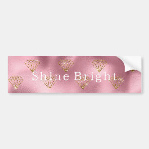 Roze Glam Gouden Diamanten Bumpersticker