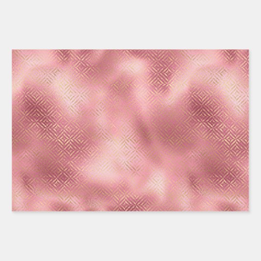 Roze Glam Gouden Diamanten Inpakpapier Vel (Voorkant 3)