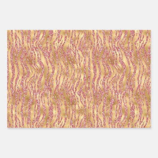 Roze Glam Gouden Diamanten Inpakpapier Vel (Voorkant 2)
