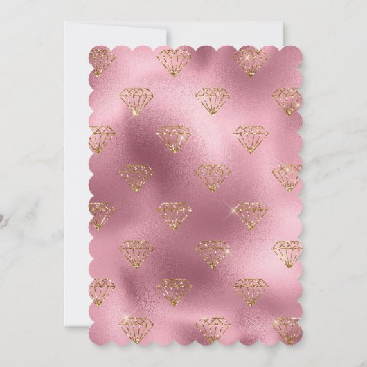 Roze Glam Gouden Diamanten Kaart (Achterkant)
