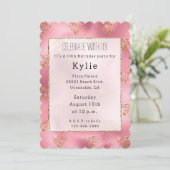 Roze Glam Gouden Diamanten Kaart (Staand voorkant)