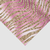 Roze Glam Gouden Glitter Zebra Print Tissuepapier (Detail)