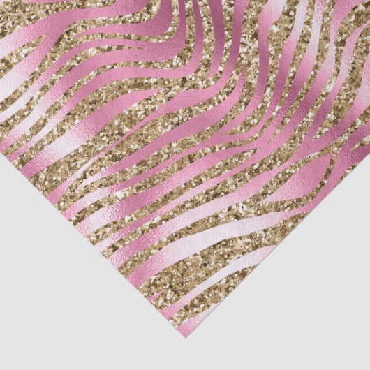 Roze Glam Gouden Glitter Zebra Print Tissuepapier (Detail)