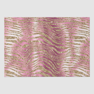 Roze Glam Gouden Glitter Zebra Print Tissuepapier
