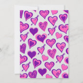 Roze Glam Heart Pattern 69e verjaardagsuitnodiging Kaart (Achterkant)