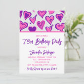Roze Glam Heart Pattern uitnodigingen voor 73ste v (Staand voorkant)