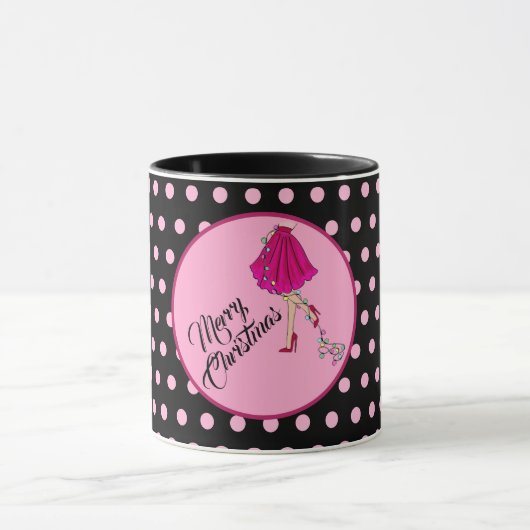 Roze Glam Kerst  Mok (Midden)