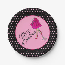 Roze Glam Kerst Papieren Borden