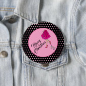 Roze Glam Kerst  Ronde Button 4,0 Cm (In situ)