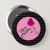 Roze Glam Kerst  Ronde Button 4,0 Cm (Voorkant /achterkant)