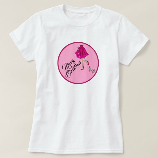Roze Glam Kerst  T-shirt (Design voorkant)
