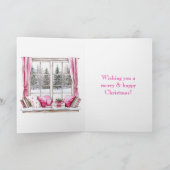 Roze Glam Kerstbomen Ramen Kaart (Binnen)